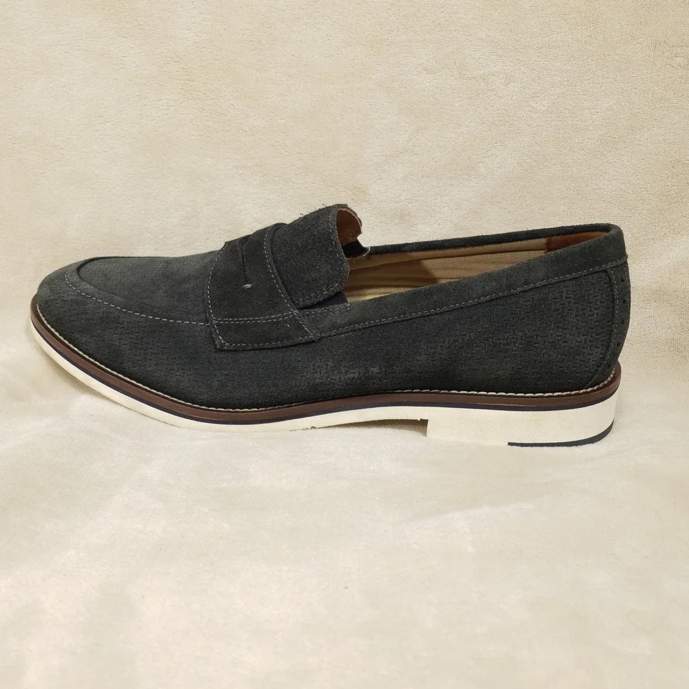 Johnston & Murphy Penny Loafers Mens Size 11 Dark Gray Suede Memory Foam Casual